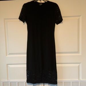 Kamali Kulture (by Norma Kamali) Black Lace Short Sleeve Dress Knee Length Sz MD